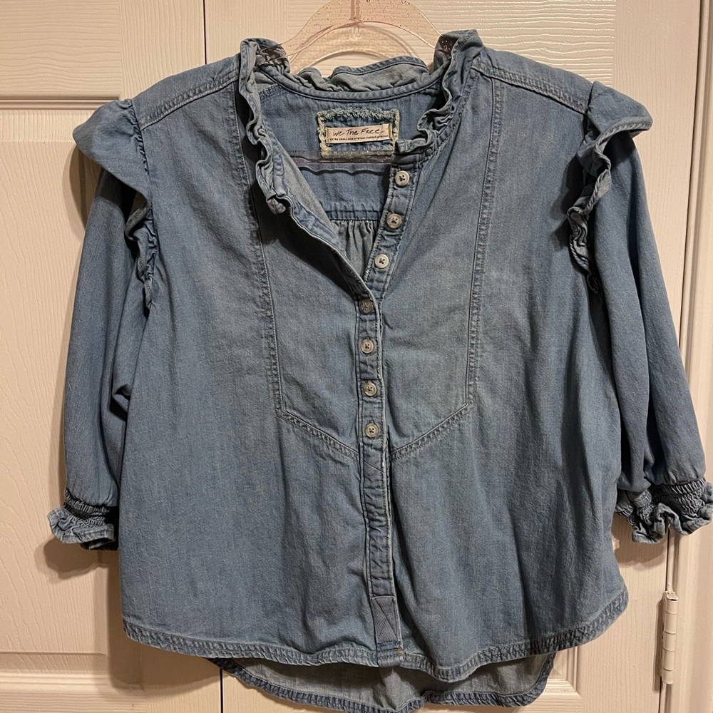 Free People Blue Denim Blouse